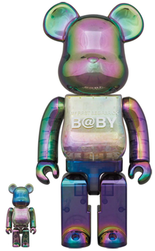 MEDICOM TOY BEARBRICK My First Baby Black Chrome Clear Ver. 100% & 400%  Be@rbrick