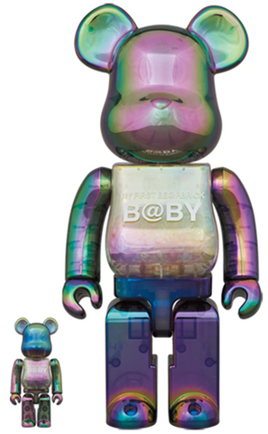 MEDICOM TOY BEARBRICK My First Baby Black Chrome Clear Ver. 100% & 400% Be@rbrick