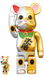 MEDICOM TOY BEARBRICK Maneki-neko Lucky Cat Gold & Silver Ver. 100% & 400% BE@RBRICK