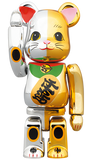 MEDICOM TOY BEARBRICK Maneki-neko Lucky Cat Gold & Silver Ver. 100% & 400% BE@RBRICK
