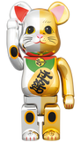 MEDICOM TOY BEARBRICK Maneki-neko Lucky Cat Gold & Silver Ver. 100% & 400% BE@RBRICK