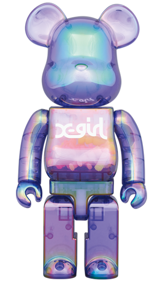 MEDICOM TOY BEARBRICK X-girl CLEAR PURPLE 100% & 400