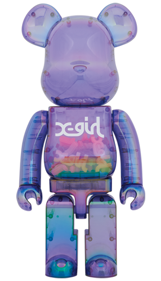 MEDICOM TOY BE@RBRICK X-girl CLEAR PURPLE 1000% Bearbrick
