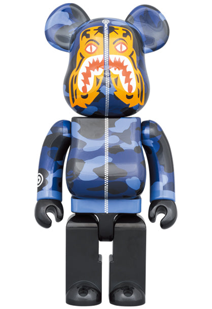 MEDICOM TOY BEARBRICK Blue Camo Tiger Bape 100% & 400