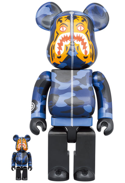 MEDICOM TOY BEARBRICK Blue Camo Tiger Bape 100% & 400% BE@RBRICK