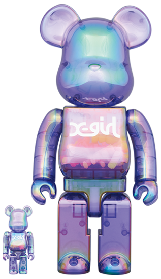 MEDICOM TOY BEARBRICK X-girl CLEAR PURPLE 100% & 400% BE@RBRICK